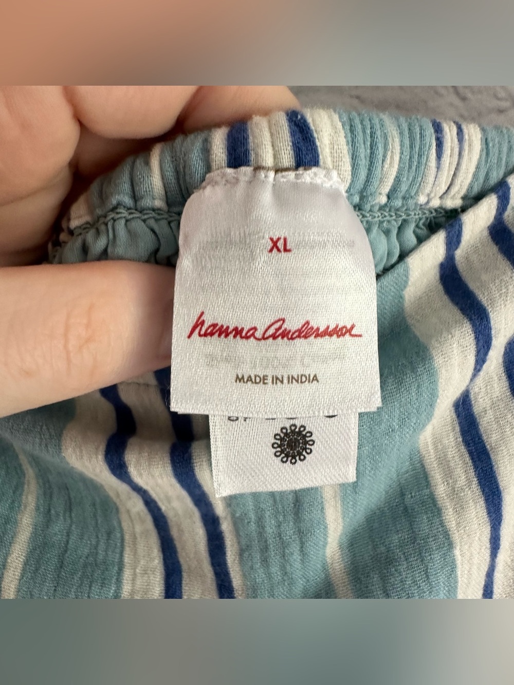 PREOWNED HANNA ANDERSSON BLUE STRIPE WOMENS SPAGHETTI STRAP MAXI DRESS XL - Picture 3 of 9